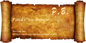 Patócs Bence névjegykártya